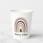 Merry Vibes Boho Rainbow Retro Kerstparty Papieren Bekers (Voorkant)