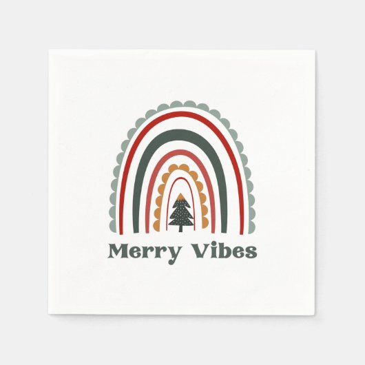 Merry Vibes Boho Rainbow Retro Kerstparty Servet (Voorkant)