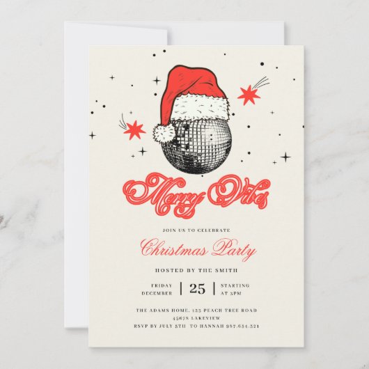 Merry Vibes Disco Santa Hat Retro Kerstfeest Kaart (Voorkant)