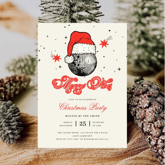 Merry Vibes Disco Santa Hat Retro Kerstfeest Kaart