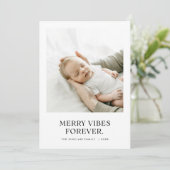 Merry Vibes Forever Baby Foto Kerst Feestdagenkaart (Staand voorkant)