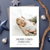 Merry Vibes Forever Baby Foto Kerst Feestdagenkaart
