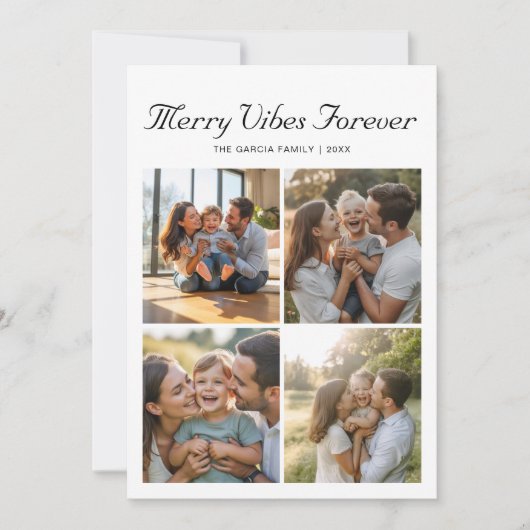 Merry Vibes Forever Classic Family Wenskaart Feestdagenkaart (Voorkant)