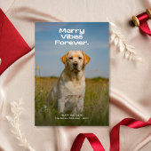 Merry Vibes Forever Dog Foto van Kerstmis Feestdagenkaart