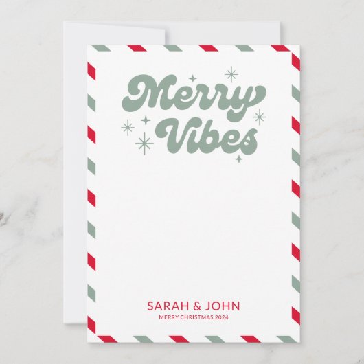 Merry Vibes Fun Retro Foto Kerst Feestdagenkaart (Voorkant)