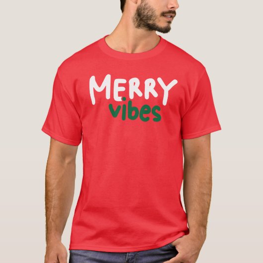 Merry Vibes Kerst T-shirt Rood (Voorkant)
