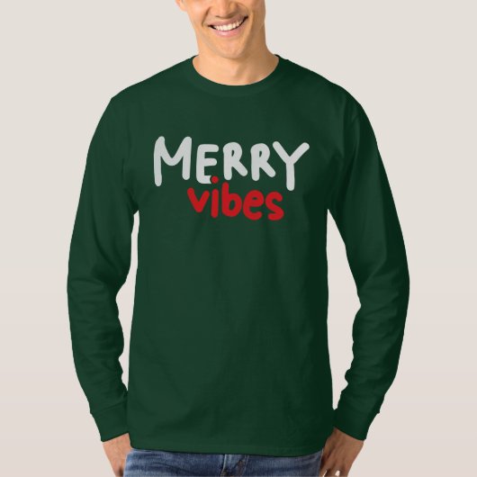 Merry Vibes - Mannen Longsleeve Groen T-shirt (Voorkant)