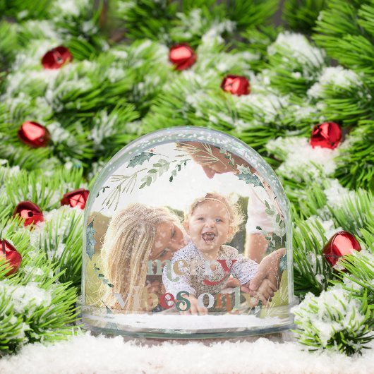 Merry Vibes Only aangepaste kerstfoto Sneeuwbol (Kerstmis)