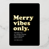 Merry vibes only eenvoudig retro niet-foto Kerstmi Folie Feestdagenkaart (Voorkant)