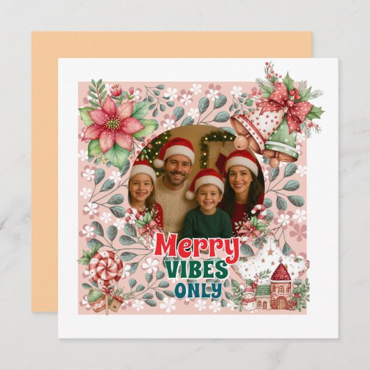 Merry Vibes Only – Funny Christmas Card  (Voorkant / Achterkant)