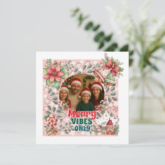 Merry Vibes Only – Funny Christmas Card  (Staand voorkant)