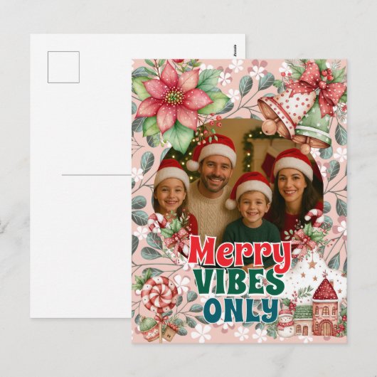 Merry Vibes Only – Funny Christmas Card Feestdagenkaart (Voorkant / Achterkant)