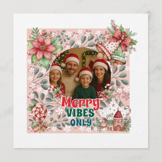 Merry Vibes Only – Funny Christmas Card  Kaart (Voorkant)