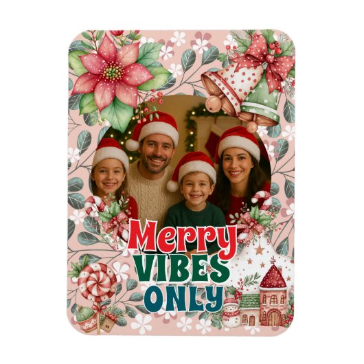 Merry Vibes Only – Funny Christmas Card Magneet (Verticaal)