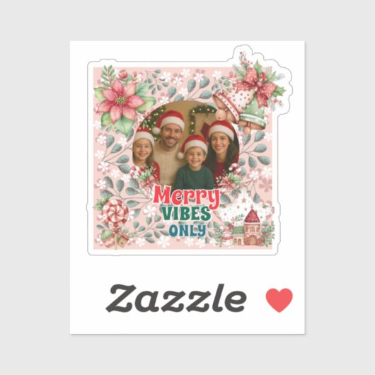 Merry Vibes Only – Funny Christmas Card Sticker (Vel)