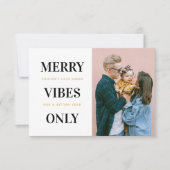 Merry Vibes Only Funny Family Fotokerstkaart Bedankkaart (Voorkant)