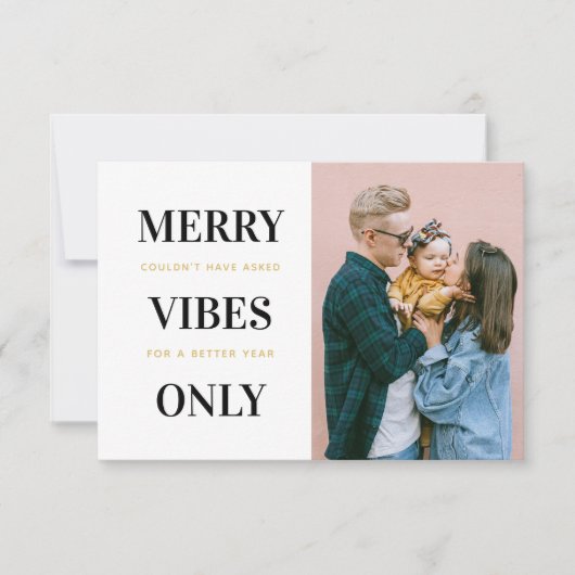 Merry Vibes Only Funny Family Fotokerstkaart Bedankkaart (Voorkant)