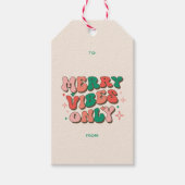 Merry Vibes Only Groovy 70s Retro Kerst Cadeaulabel (Voorkant)