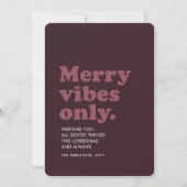 Merry vibes only leuke retro plum kerst feestdagenkaart (Voorkant)