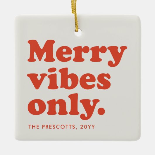 Merry vibes only leuke retro vakantiefoto keramisch ornament (Voorkant)