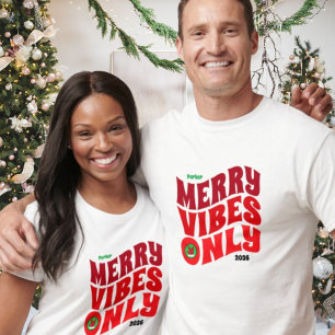 Merry Vibes Only Red Year komt overeen met Kerstmi T-shirt