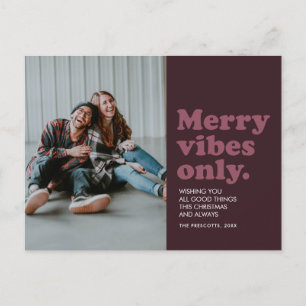 Merry vibes only retro berry feestdagenkaart
