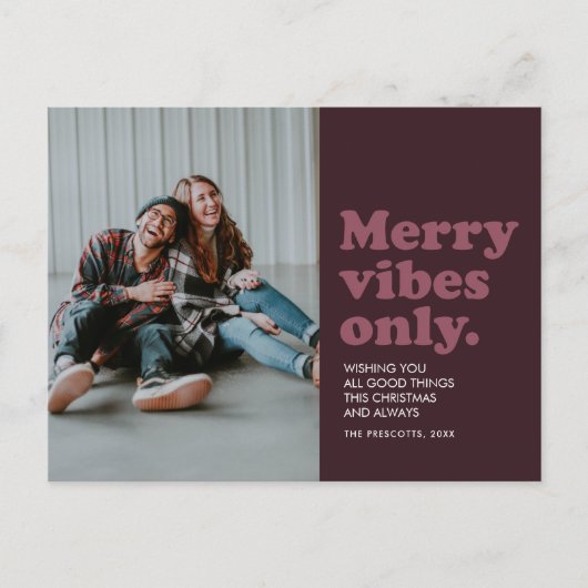 Merry vibes only retro berry feestdagenkaart (Voorkant)