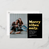Merry vibes only retro Black Gold Kerstmis
