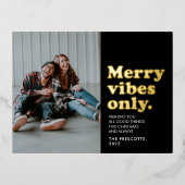 Merry vibes only retro Black Gold Kerstmis Folie Feestdagen Briefkaart (Voorkant)