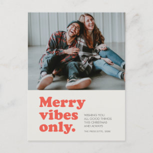 Merry vibes only retro feestdagenkaart