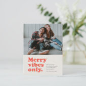 Merry vibes only retro feestdagenkaart (Staand voorkant)