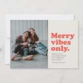 Merry vibes only retro foliday feestdagenkaart (Voorkant)