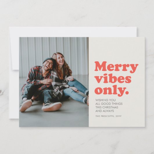 Merry vibes only retro foliday feestdagenkaart (Voorkant)