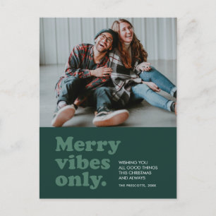 Merry vibes only retro green feestdagenkaart