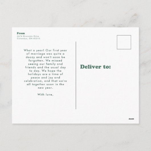 Merry vibes only retro green feestdagenkaart (Achterkant)