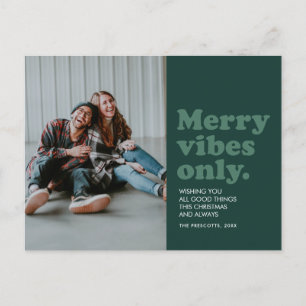 Merry vibes only retro green feestdagenkaart
