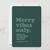 Merry vibes only retro green Kerstmis Feestdagenkaart (Voorkant)