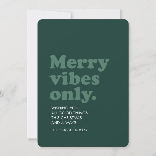 Merry vibes only retro green Kerstmis Feestdagenkaart (Voorkant)