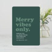 Merry vibes only retro green Kerstmis Feestdagenkaart (Staand voorkant)