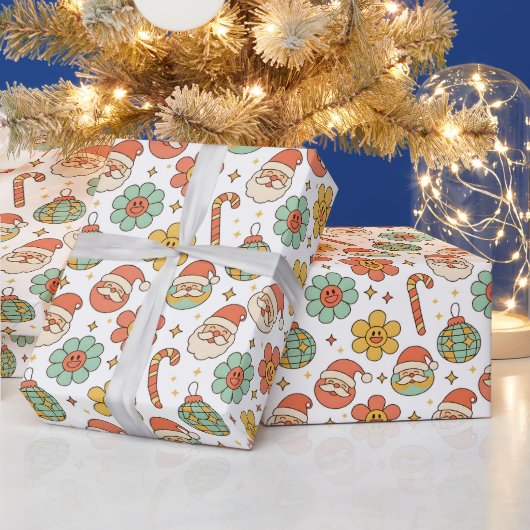 Merry Vibes Only Retro Holiday Wrap Cadeaupapier (Feestdagen)