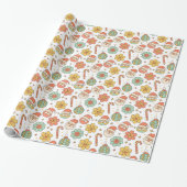 Merry Vibes Only Retro Kerst Wrap Cadeaupapier (Uitgerold)