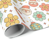 Merry Vibes Only Retro Kerst Wrap Cadeaupapier (Rol Hoek)
