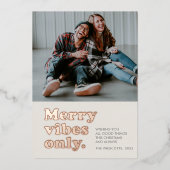 Merry vibes only retro Kerstmis Folie Feestdagenkaart (Voorkant)