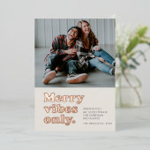 Merry vibes only retro Kerstmis Folie Feestdagenkaart (Staand Voorkant)
