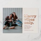 Merry vibes only retro Kerstmis Folie Holiday Kaar Folie Feestdagenkaart (Voorkant)