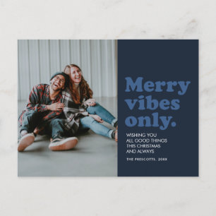 Merry vibes only retro navy blue tongue briefkaart