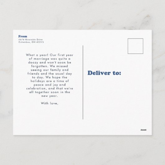 Merry vibes only retro navy blue tongue briefkaart (Achterkant)