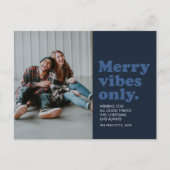 Merry vibes only retro navy blue tongue briefkaart (Voorkant)