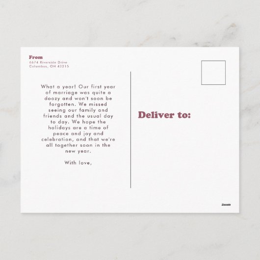 Merry vibes only retro plum feestdagenkaart (Achterkant)