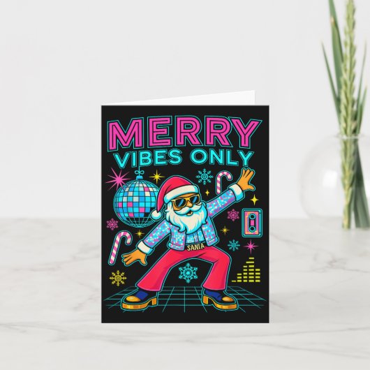 Merry Vibes Only Santa Christmas Disco Retro 70s 8 Kaart (Voorkant)
